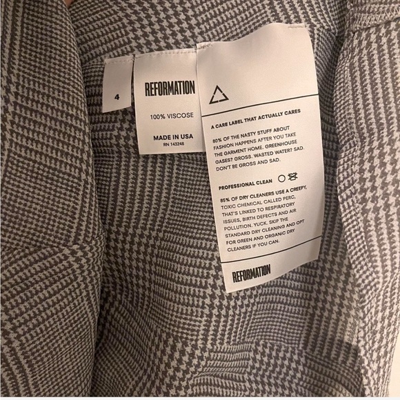 Reformation Gingham Grey Long Sleeve Dress - Picture 6 of 6